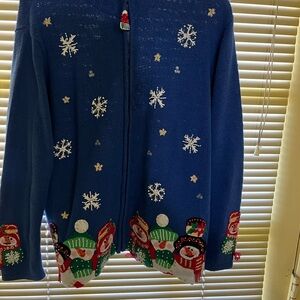 Blue Snowflake Cardigan Sweater